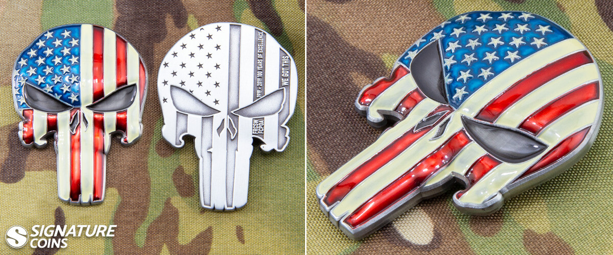 3D skull translucent challenge coin