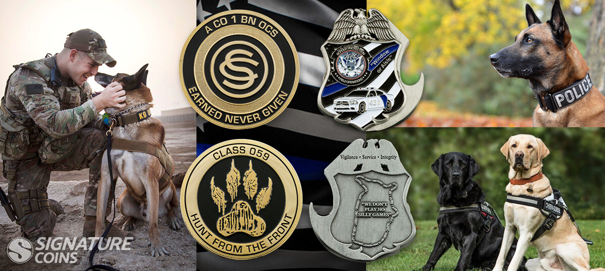 Custom police K9 challenge coin design