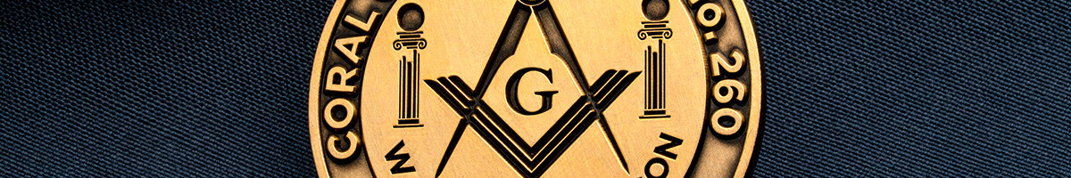 Custom Masonic Lodge Coin with Twin Pillars