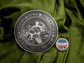 Kansas State Seal Display Coin Beside Standard Coin on Green Satin