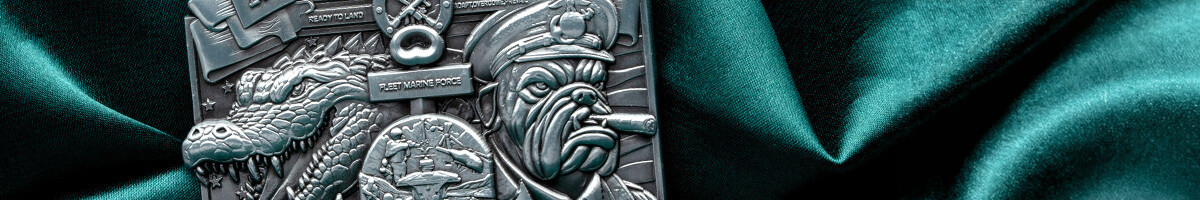 3D antique silver 24th MEU alligator and bulldog Marine Corps challenge coin