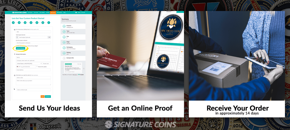 Marine Corps challenge coin ordering process by Signature Coins